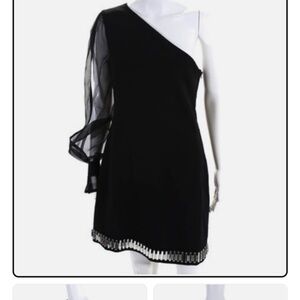 David Koma Black Asymmetrical One-Shoulder Cocktail Dress
